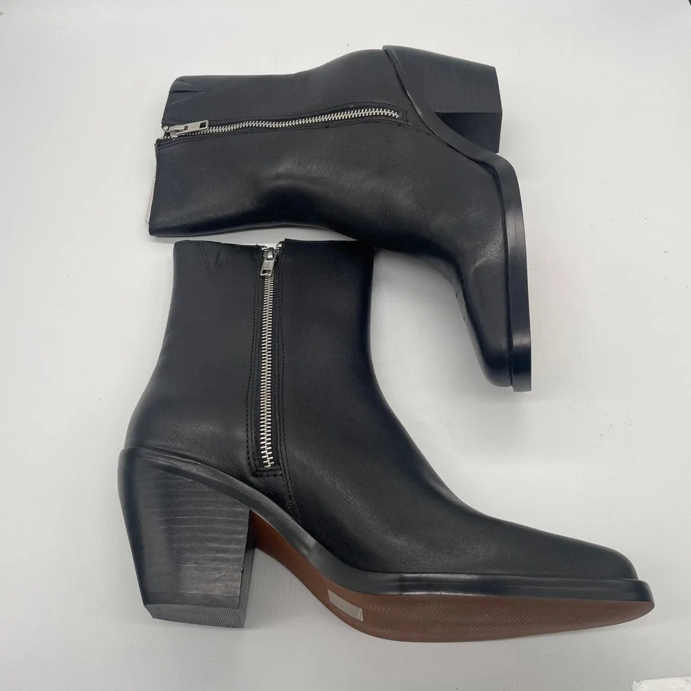 NEW Madewell Idris Side Zip Ankle Boot Women‎ Size 9 Black Leather Western OA517